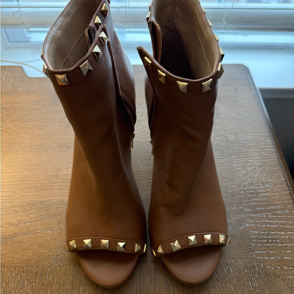 White House Black Market Brown Studded Heeled Boots